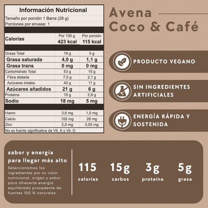 Ánimo - avena, coco, café (28 g)