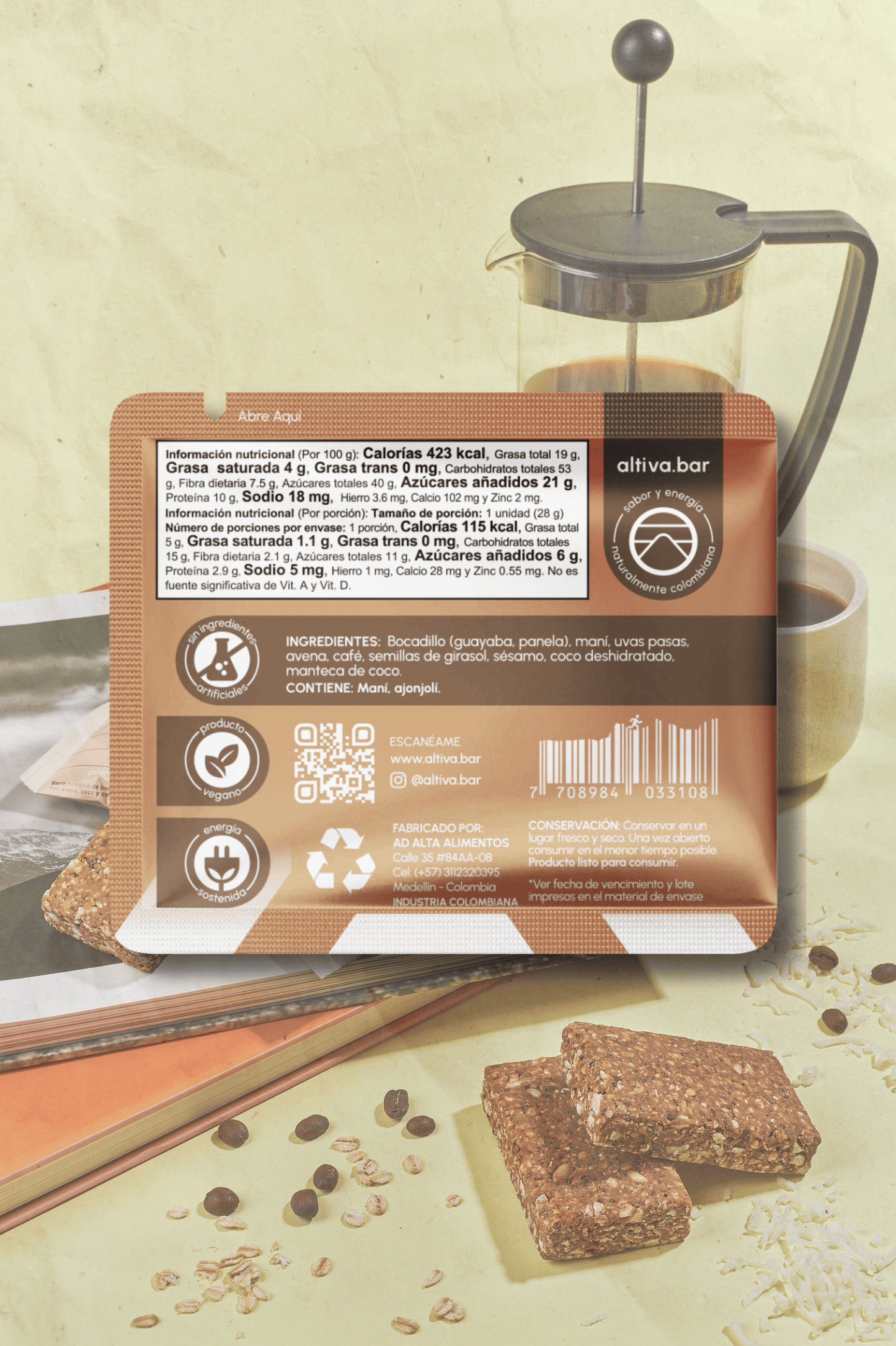 Ánimo - avena, coco, café (28 g)